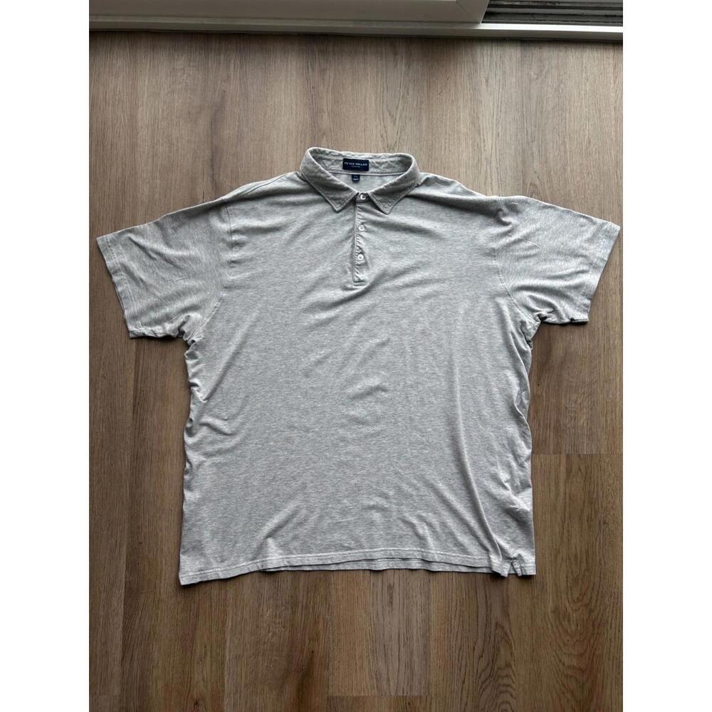 Peter Millar Polo Shirt Mens 2XL Gray Collection Performance Golf Preppy Sport